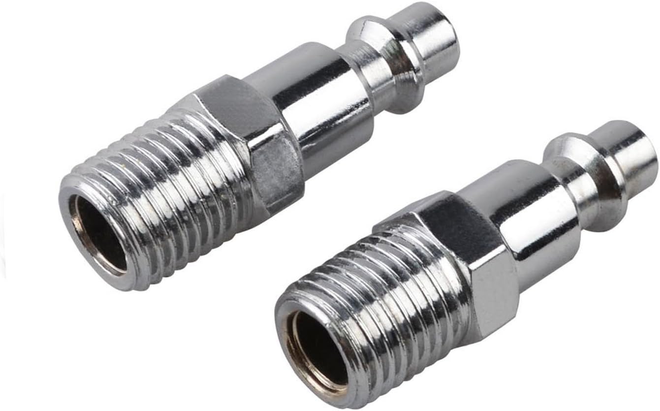 1/4-Inch Industrial Stainless Steel Quick Coupler Plugs Set - 1/4-Inch NPT Male Thread, 2 Pack