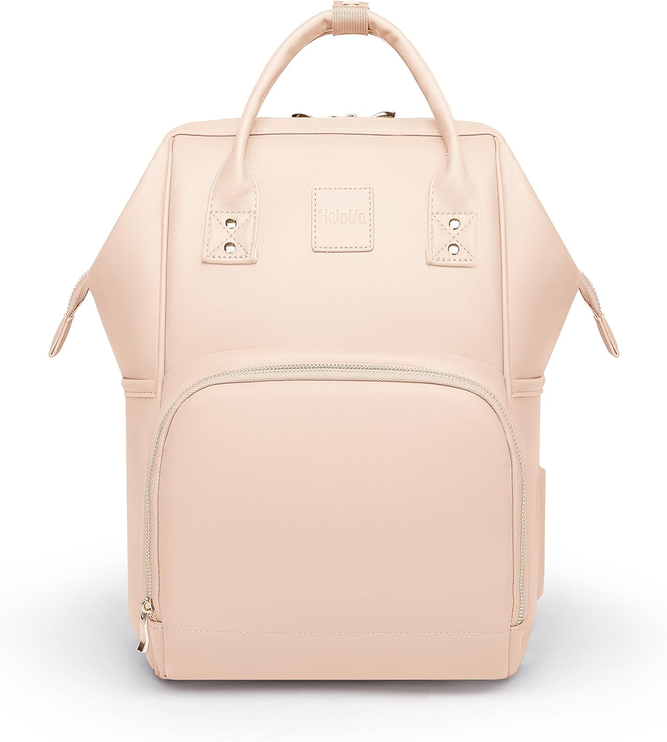 HaloVa Diaper Bag, Leather Backpack Eco-Friendly Leather Daddy Mommy Baby Bag with 24L Capacity & Multiple Pockets