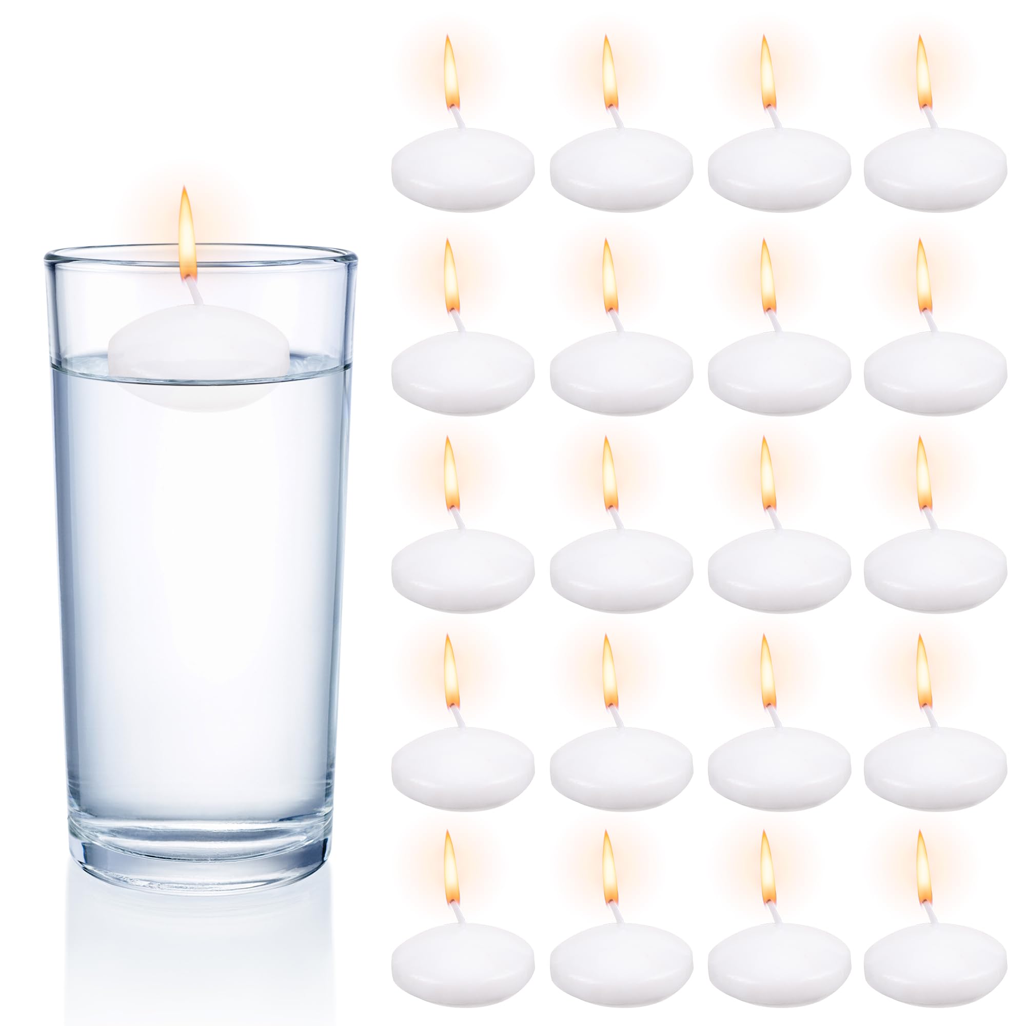 Lot De 60 Bougies Flottantes Blanches - 38 Mm De Diamètre - Temps De Combustion ~1,5 H - Pour Mariages, Dîners, Décorations Romantiques