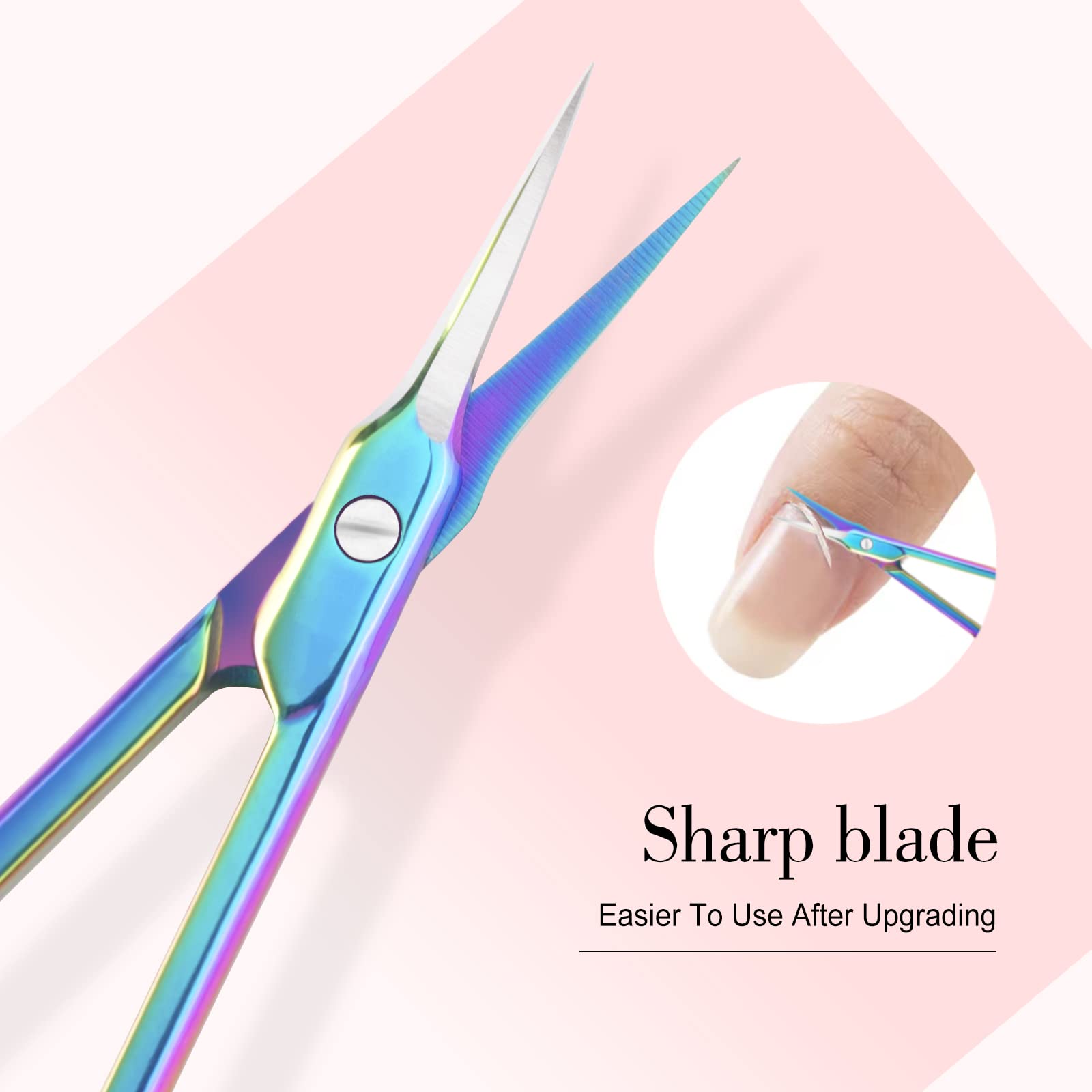 BNG Ciseaux à cuticules professionnels tranchants et incurvés pour ongles, ciseaux à ongles tranchants pour homme et femme, outil de pédicure, manucure et nail art, violet