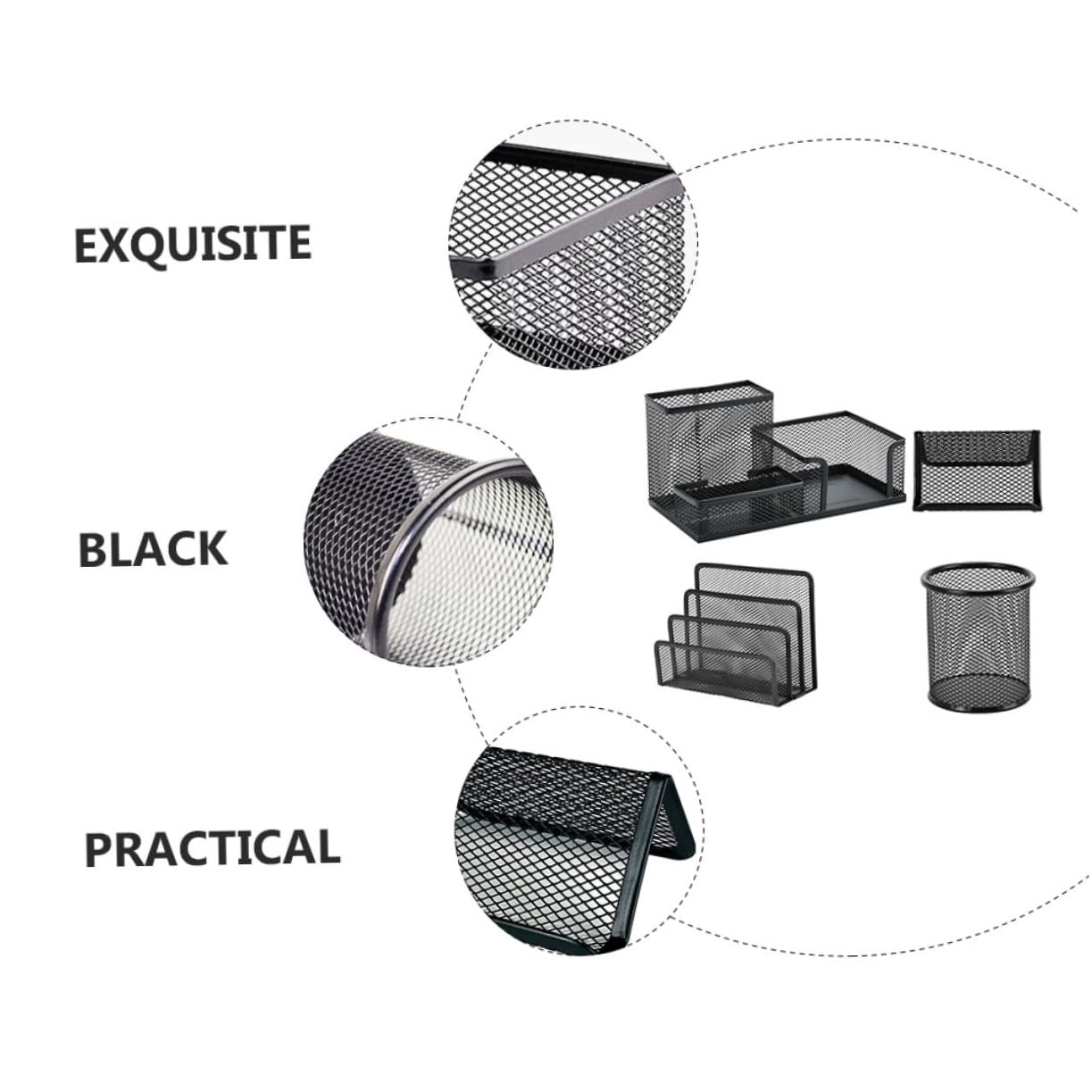 PLAFOPE Set Di Contenitori Per Ufficio in Ferro Battuto 4 Pezzi Organizer Da Scrivania Organizer Per Penne E Portaoggetti Da Scrivania
