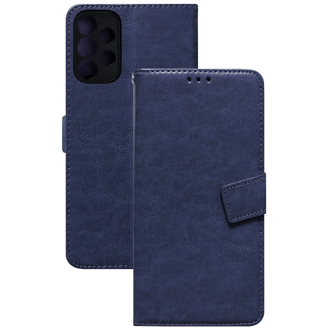 Amazon Brand - Solimo Flip Leather Mobile Cover (Soft & Flexible Back case) for Samsung Galaxy M32 5G (Blue) offers donot miss