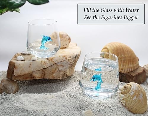 Miniatura 10 de HeguSun Vaso de cristal 3D con bonita figura de animal en el interior, figura de pez de vidrio soplado a mano dentro de la taza, copa sin tallo para