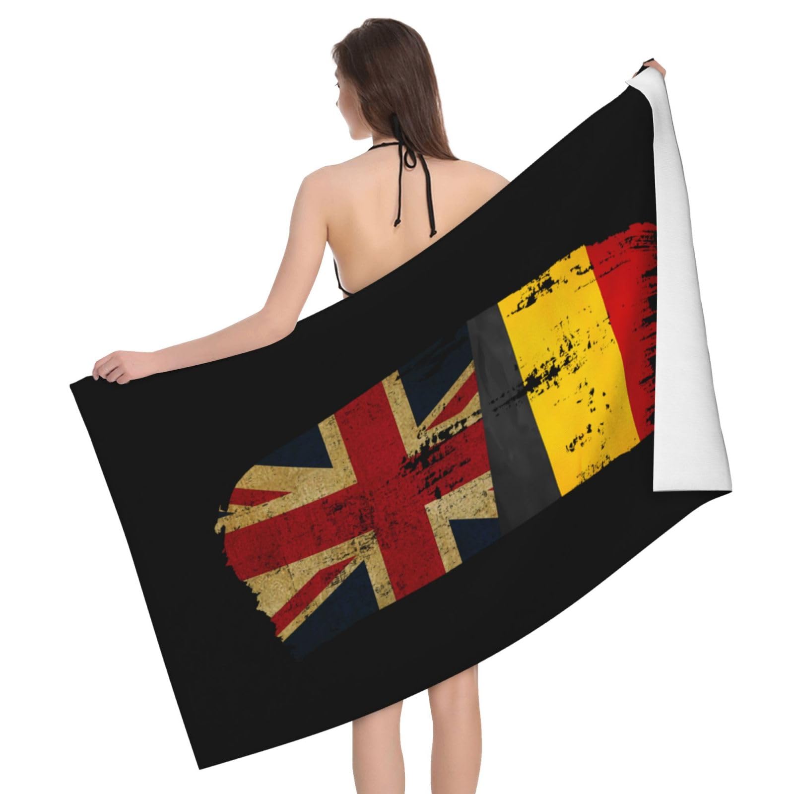 HLBSDM Microfiber Belgium Britain Flag Beach Towel Quick Dry Soft Sand Free Beach Towels for Pool Swim Beach Lightweight Thin Towels