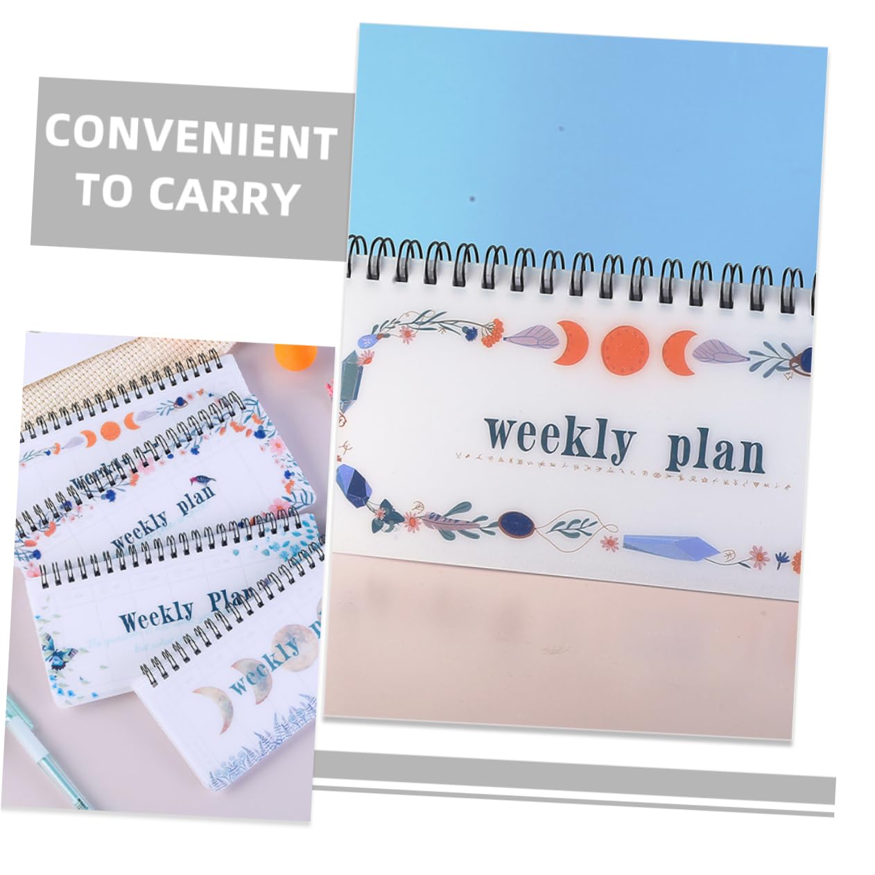 GARVALON 4pezzi Planner Settimanale e Giornaliero Portatile Organizer Accademico Senza Data Con Rilegatura Spirale Per Insegnanti e Studenti Comodo e Elegante Per Pianificazione e Appunti