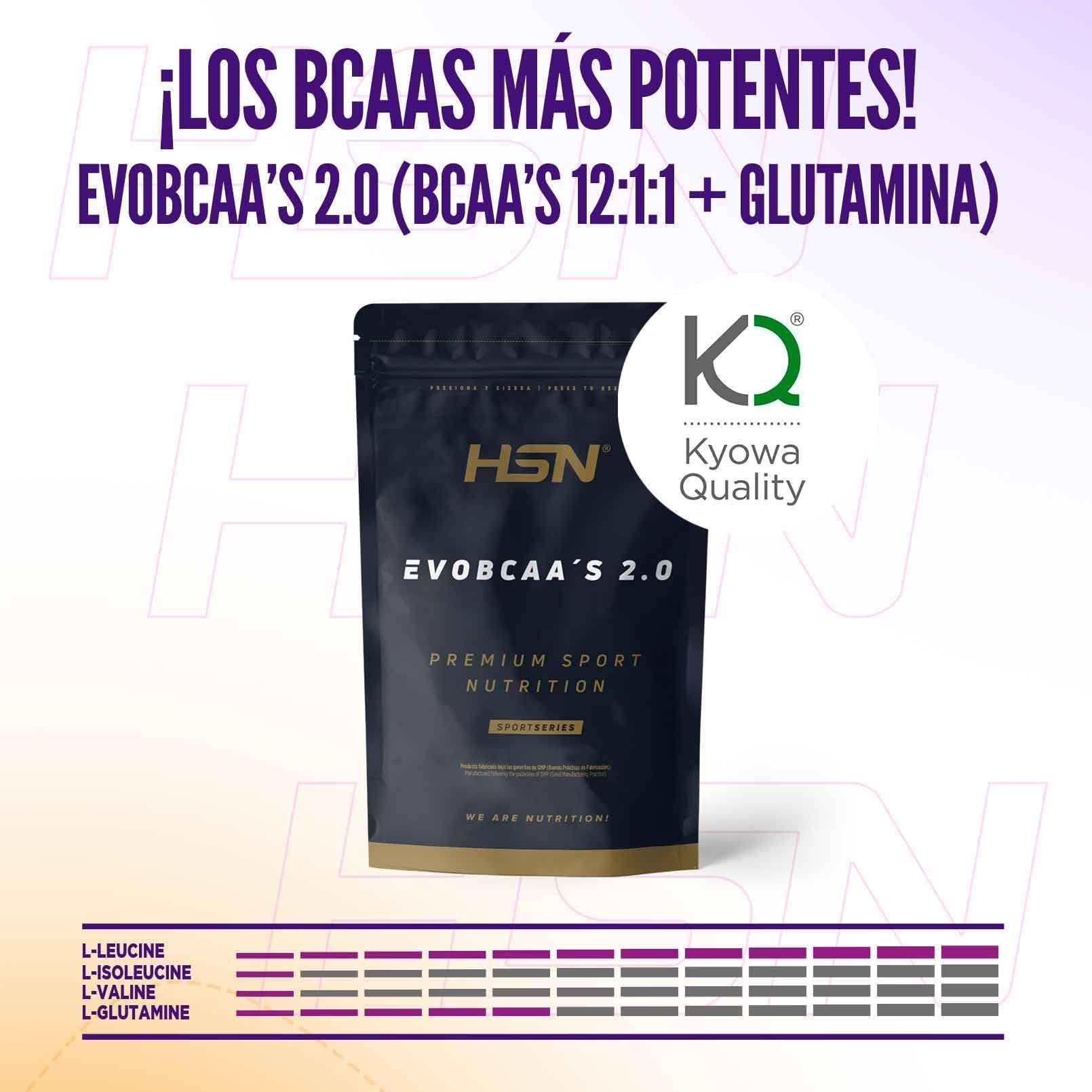 HSN BCAA con Glutamina Evobcaa's 2.0 | Sandía 500g | Aminoácidos Ramificados Ratio 12:1:1 (Leucina + Valina + Isoleucina) | No Incluye Dosificador | No-GMO, Vegano, Sin Gluten - 5