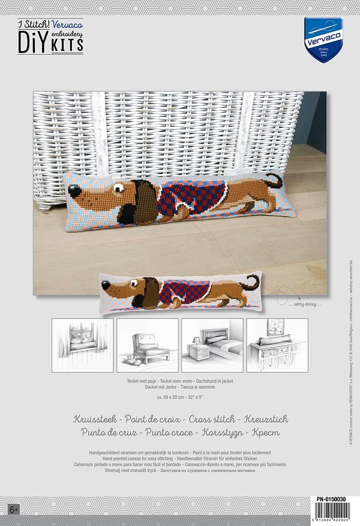 Vervaco Dachshund in Jacket Draft Stopper Needlepoint Kit