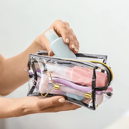 Miniatura 6 de PATIKIL Bolsa de aseo personal, bolsas de maquillaje impermeables de PVC, bolsa de cosméticos con cremallera para viajes de negocios y