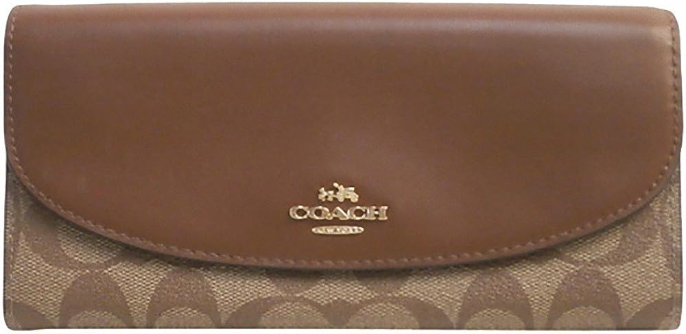 コーチ Coach 財布 長財布 レディース アウトレット F Pvcレザー ウォレット スリムエンベロープ 69 以上節約 カーキ ブラウン Ime74
