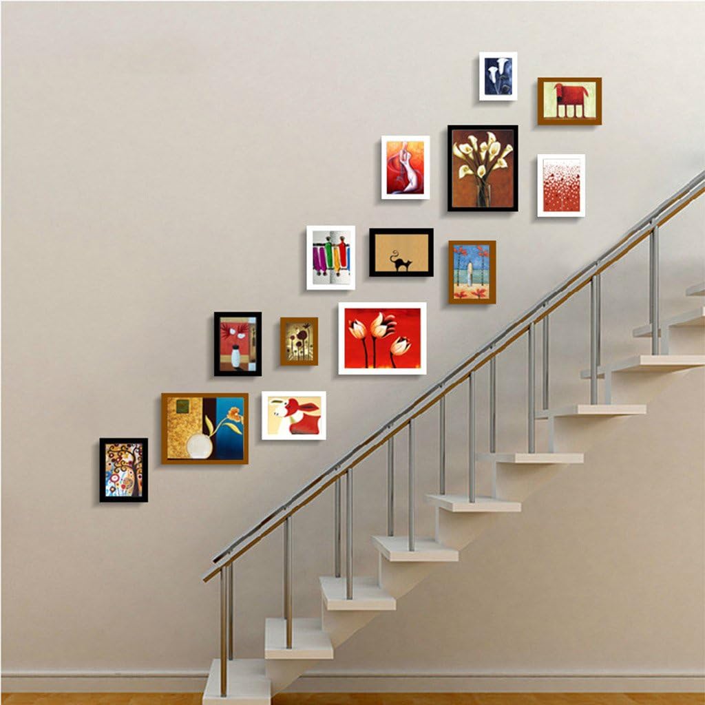 ASL Stairs Photo Wall Corridor Small Wall Creative Combination Solid Wood Photo Frame Wall Corridor Photo Wall quality ( Color : B )
