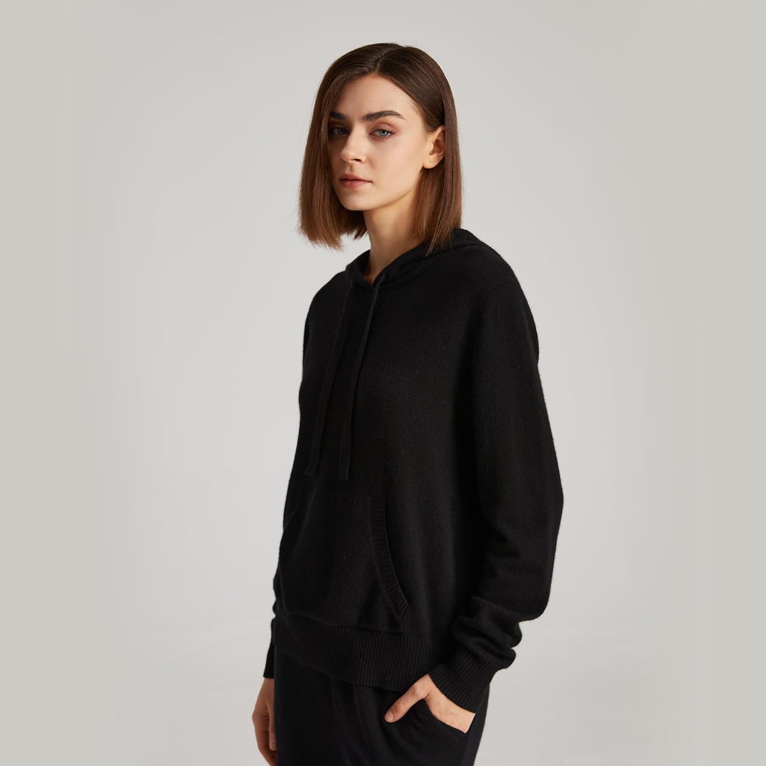 GreenMount Women's Essential Cashmere Hoodie with Pocket Front Casual Long Sleeve Pullover Sweater - Image 3