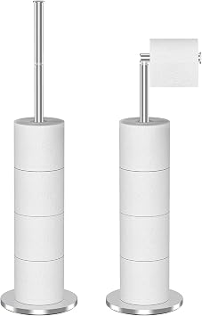 Vinsani Freestanding Toilet Roll Holder for 5 Spare Rolls, Stainless Steel