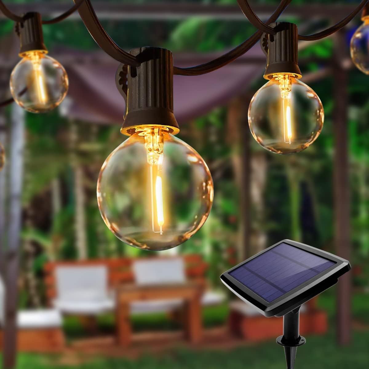Guirnaldas Luces Exterior Solar, 9.4M 30+2 Bombillas Guirnaldas Solares Led Exterior Jardin con 4 Modes, Recargable por USB, Impermeable Luces Terraza para Jardín, Patio, Fiesta