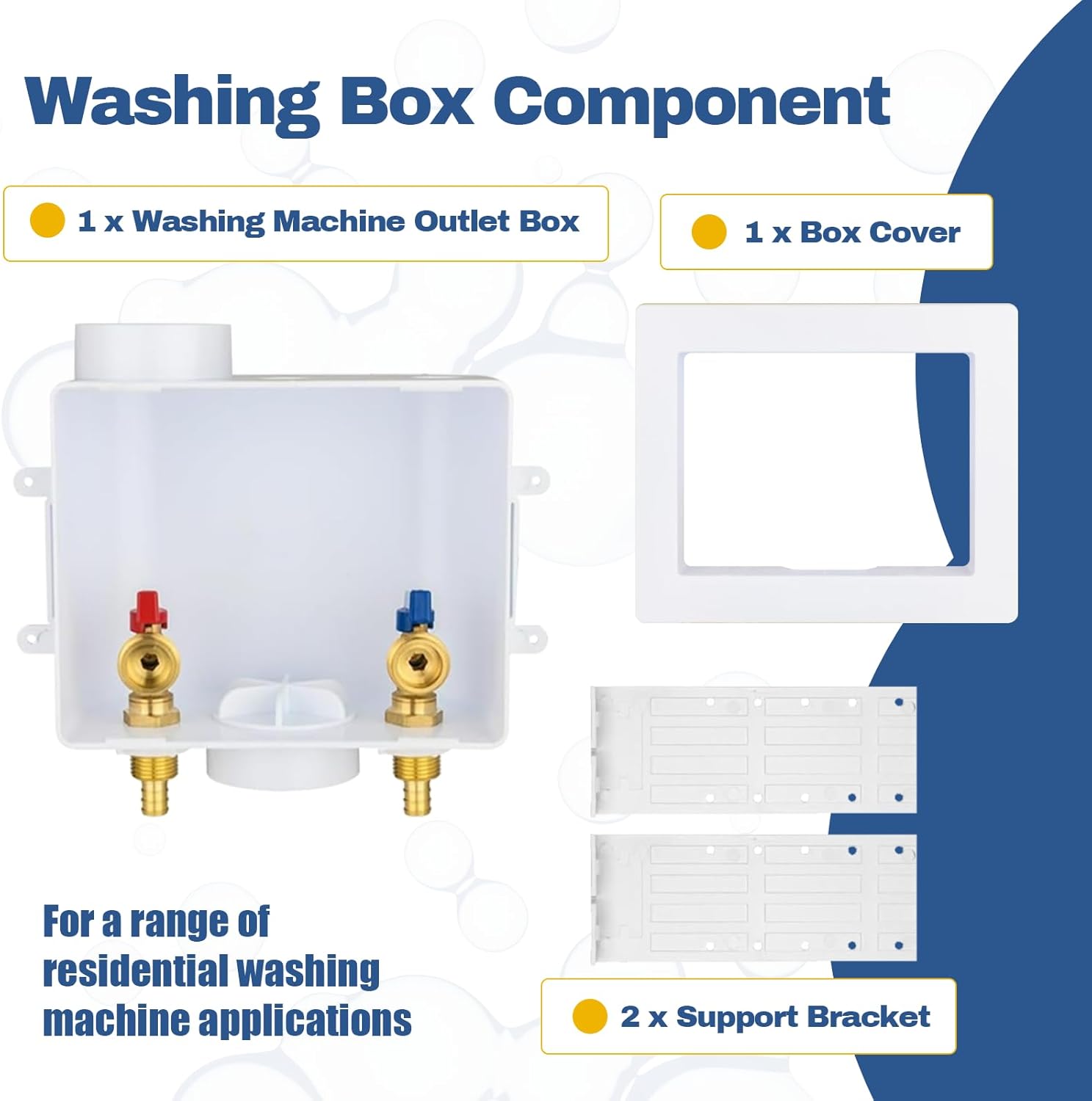 1-Pack GUOFIS Washing Machine Outlet Box,1/2 Inch PEX Crimp Inlet x 3/4 Inch MHT Outlet, Laundry Washer Box(Center Drain)