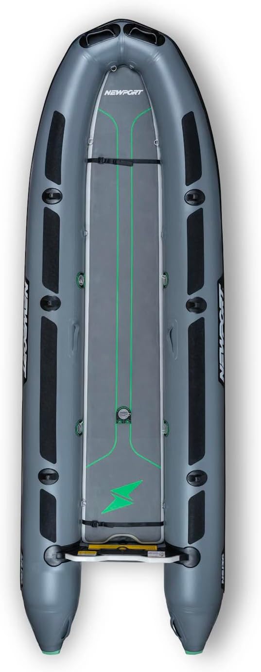 Newport NS130 Inflatable Skiff Boat – 13ft Portable Fishing & Hunting Inflatable Boat | Lightweight Marine Air Floor | 6HP Compatible | Puncture-Resistant 1000D PVC