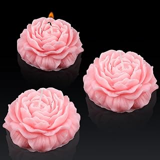 Roowest 3 Pcs Flower Shape Trendy Candles Floral Shaped Aesthetic Candle Soy Wax Handmade Minimalism Decorative for Home Spa Yoga Decor Wedding Party Art Gift(Pink)