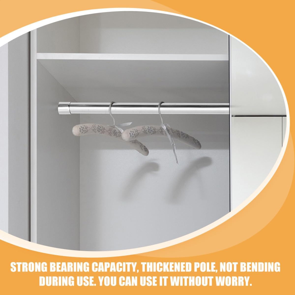 TIDTALEO Stainless Steel Adjustable Telescoping Closet Rod 2pcs (47-80cm) Retractable Laundry Pole Multipurpose Hanging Rod for Indoor Wardrobe and Bathroom Use