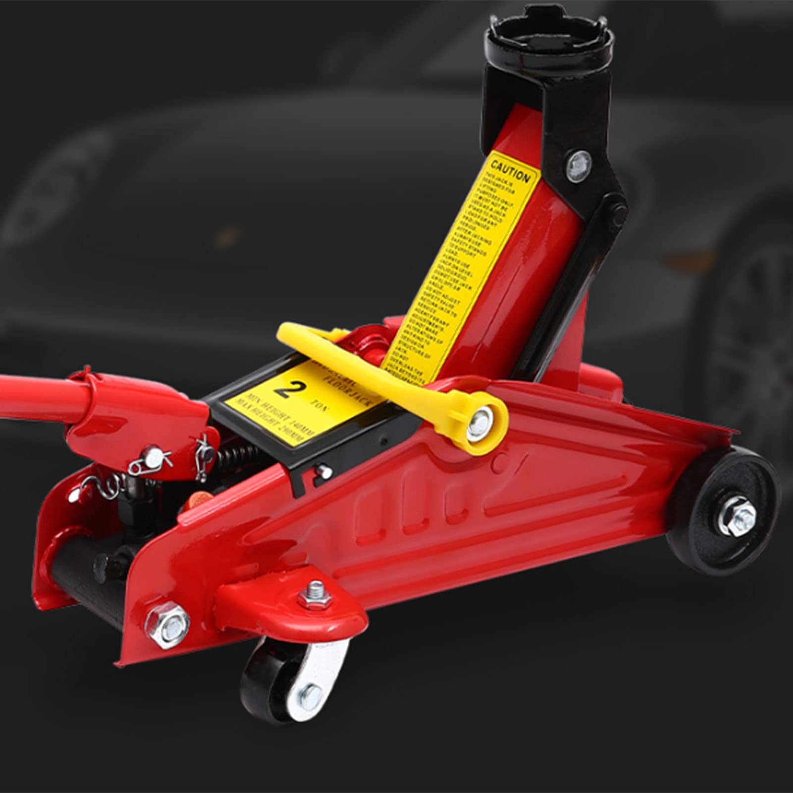 Wytrzymały podnośnik samochodowy o udźwigu 2 ton, metalowy hydrauliczny podnośnik podłogowy, kółka stalowe, ramię podnoszące do SUV-ów i ciężarówek, idealny z uchwytem ułatwiającym przechowywanie