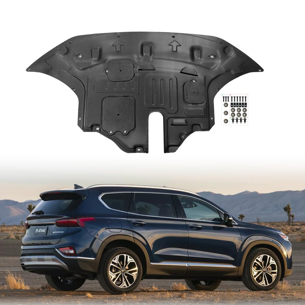 Condition photo showing New/Like New for engine splash shield fit for hyundai santa fe 2019 2020 lower engine case guard under engine cover fit for santa fe front engine guard mud flaps including screw hardware