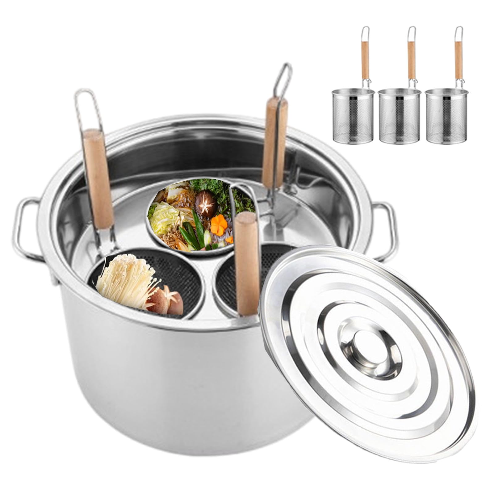 Ensemble d'ustensiles pour cuiseur à spaghetti | Cuiseur à pâtes professionnel avec séparateur, marmite et panier-filtre | Batterie de cuisine multifonction pour les réunions de famille, facile à nett