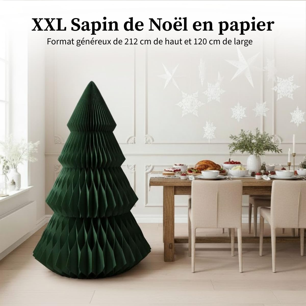 Mica Decorations Sapin de Noël en Papier XXL - Christmas Tree Artificiel Pliable - H212 x Ø120 cm - FSC Mix - Vert