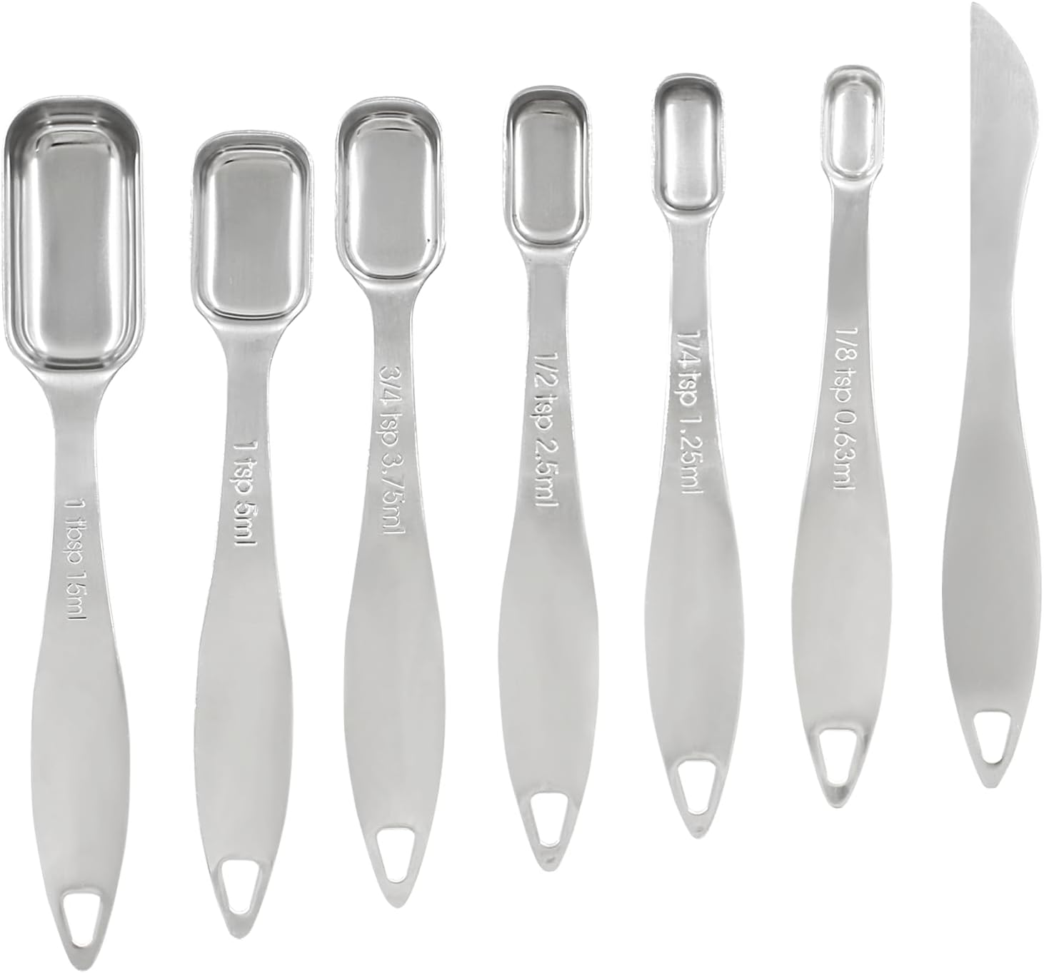 7 PCS Stainless Steel Measuring Spoons Set, Heavy Duty Measuring Spoons Set, Kitchen Measuring Spoons for Dry or Liquid, Fits in Spice Jar