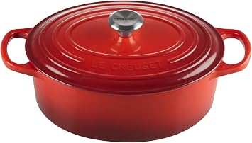 Le Creuset Signature Enamelled Cast Iron Casserole Dish with Lid - Oval, 25 cm, 3.2 Litres, Cerise, 21178250602430
