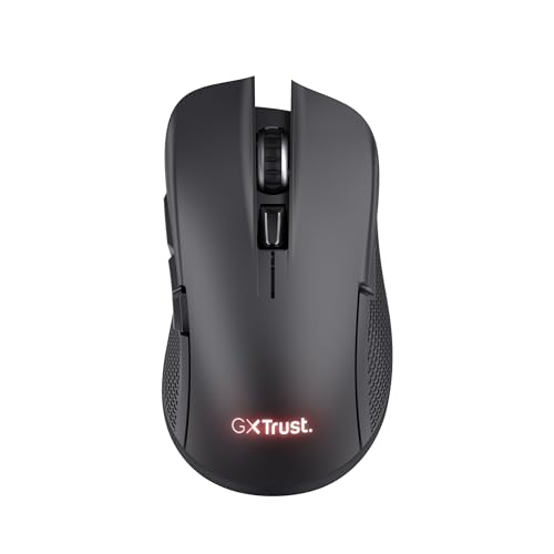Trust GXT 931 Ybar Dual Kabellose Gaming Maus Bluetooth + 2.4GHz Geringer Latenz, Wiederaufladbar, 200-7200 DPI, 70% Recyclingkunststoff, 6 Programmierbare Tasten, Gaming PC Laptop, Schwarz