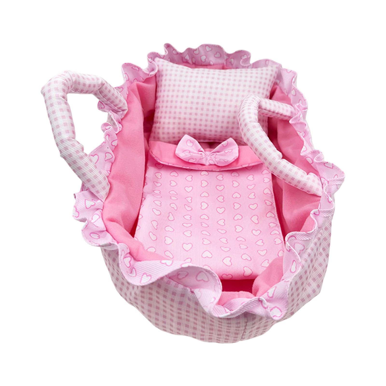MHADBKH Adorable 35cm Doll Carry Cot with Cozy Bedding Set Pretend Play and Narrative Moments Role Play Doll Accessories