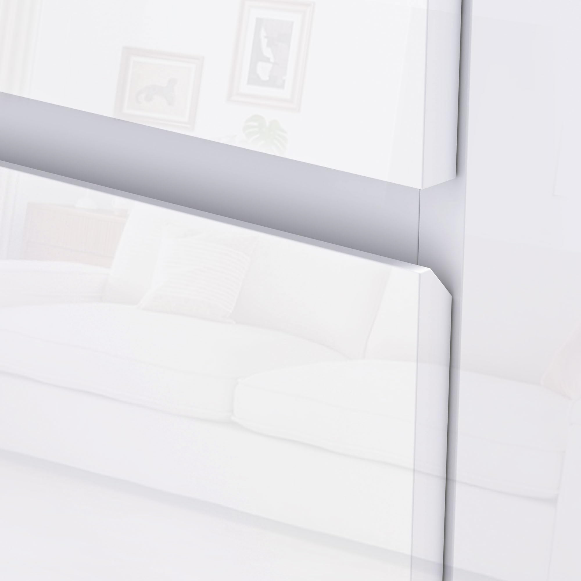 HOMCOM Cómoda con 4 Cajones Cómoda de Dormitorio Moderno con Diseño Anti-vuelco Cajonera para Salón Pasillo 55x33x80 cm Blanco Brillante