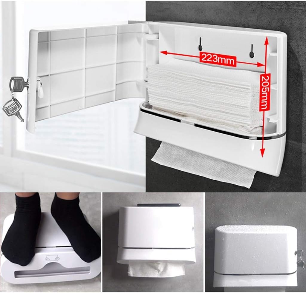 Distributore di asciugamani di carta commerciale, montaggio a parete con serratura, dispenser di fazzoletti senza punzonatura per bagni e cucine, soluzione di igienizzazione durevole e conveniente