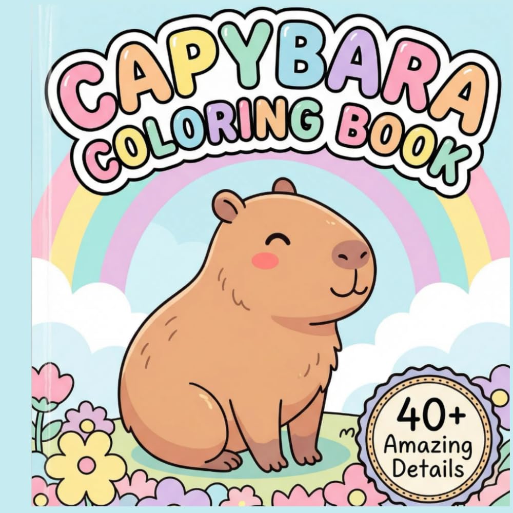 Capybara Coloring Book: Cute and Relaxing Capybara Coloring Pages for Kids and Adults