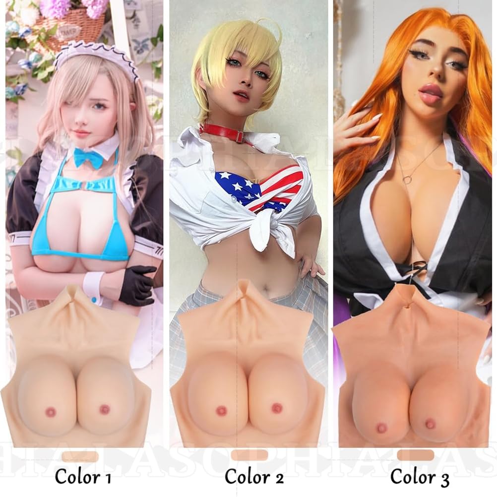 Tuta Intera in Silicone per Uomo, con Scollo Alto, Coppa E, Un Pezzo, con Seni Finti, Tuta, Corazza per Cosplay