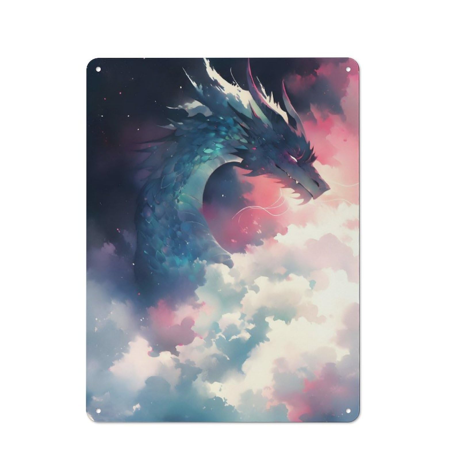 Junmoney Dragon Metal Plaque 40X30cm With For Garage Wall, Vintage Decor, For Vintage Wall Decor Fans, For Metal Sign Collectors