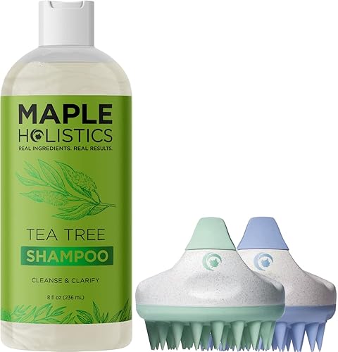 Miniatura 1 de Champú de árbol de té con exfoliantes de cuero cabelludo, cepillo de champú para el cabello y exfoliantes de cuero cabelludo de silicona hechos con