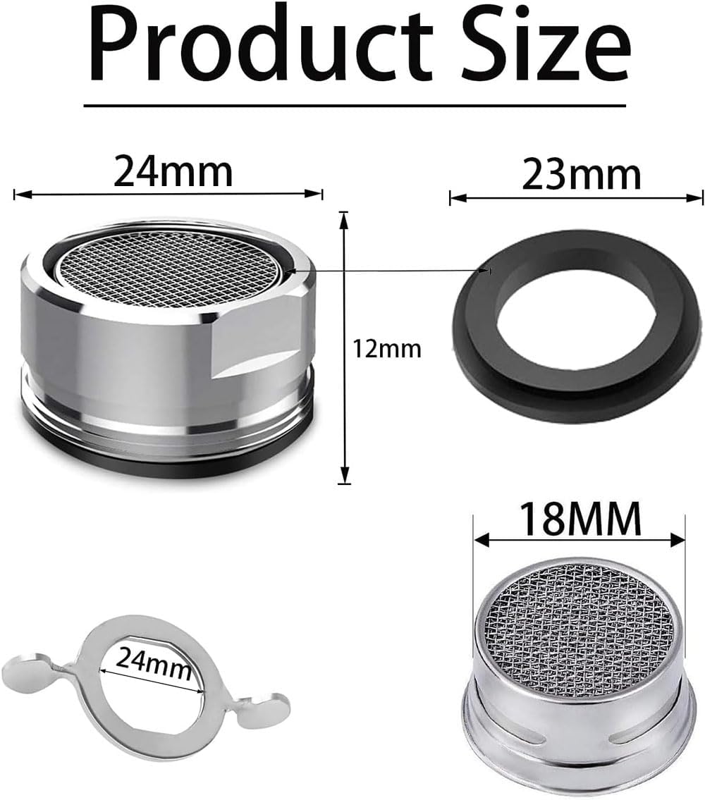 E-TING 6Pcs Faucet Aerator Replacement, 15/16 Inch 24mm M24 Male External Thread, Brass Shell High Flow Bathroom Kitchen Sink Aerator with Gasket and Wrench