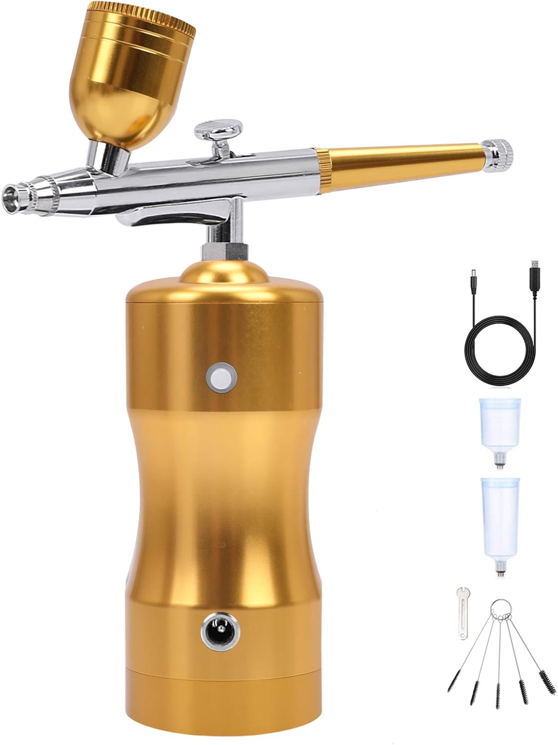 Asany Airbrush Set,Portable Mini Airbrush Set with Compressor, Cordless Airbrush Kit for Makeup,Painting, Handheld Airbrush for Cake Decorating, Nail Design, Tattoo (Golden)
