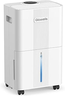 1500 Sq.Ft Dehumidifier for Basement with Drain Hose, Glowells 21 Pints Dehumidifiers for Home, Bathroom, Bedroom Large Room, RV, Three Modes, Quiet with Smart Compressor, Dry Clothes, 24H Timer