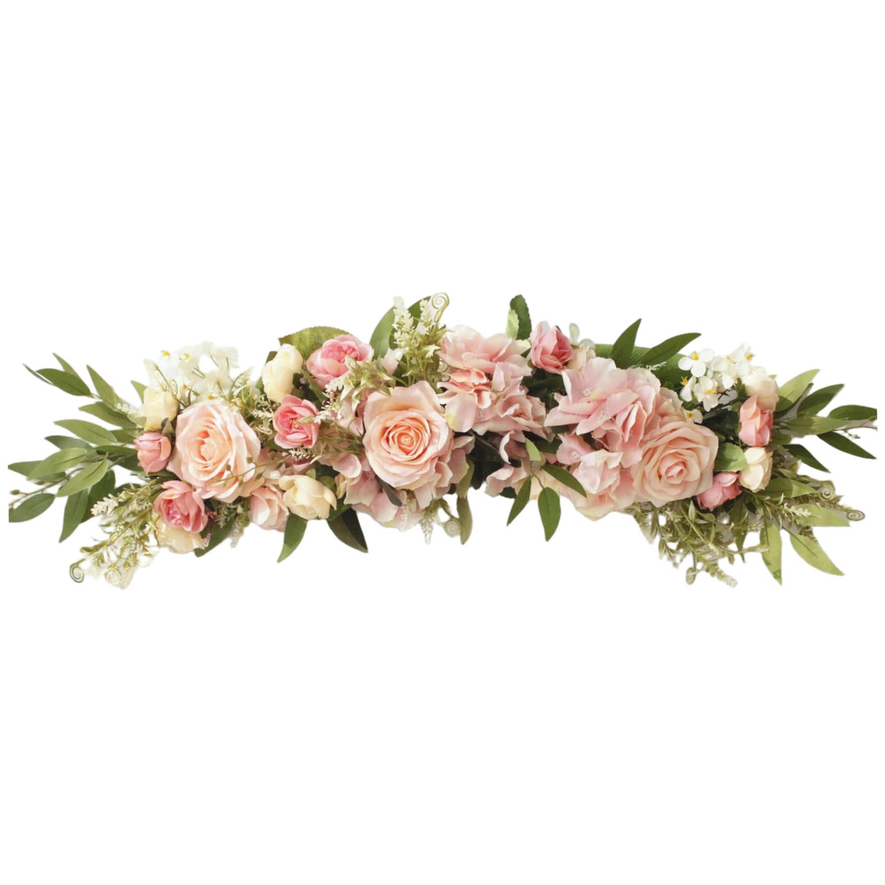 Monetais 1Pc Floral Swag, 25.6" Silk Artificial Rose Arch Flowers With Leaves, Flexible Realistic Flowers For Wedding Arch, Front Door, House Wall Decoration