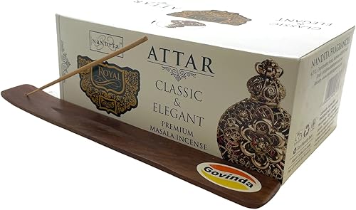 Govinda Paquete de soporte para varillas de incienso con varillas de incienso Nandita - 12 cajas x 0.53 oz (Royal Attar)