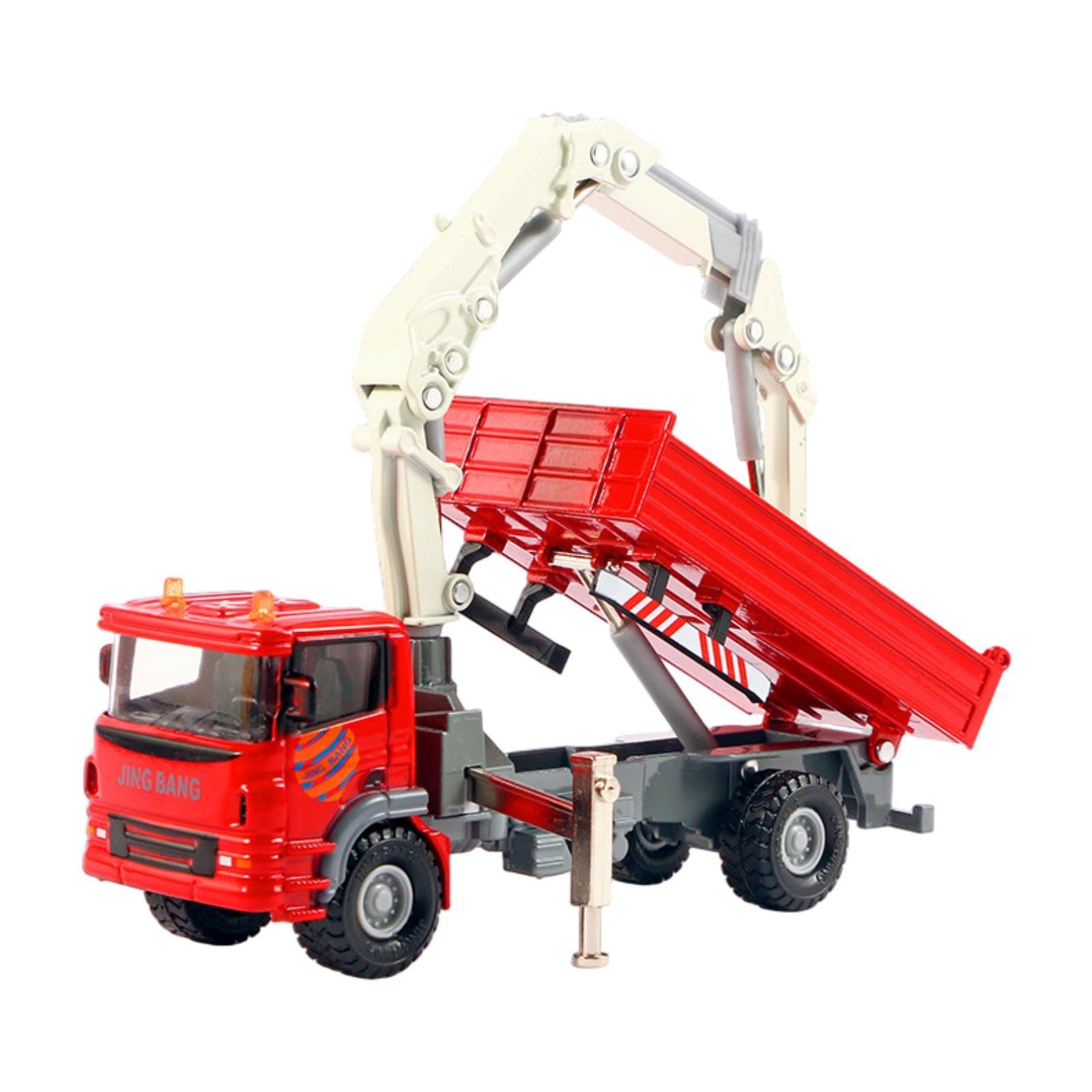 Almencla 1:60 Kran LKW Spielzeug, Valentinstagsgeschenke, Rollenspiel für Jungen Ab 3 Jahren, Druckguss Kran Modell, Spielzeug LKW für Den BAU, Rot