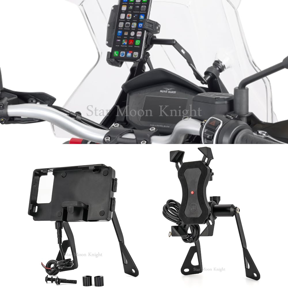 Motocyklowy uchwyt nawigacyjny GPS Stojak na telefon pasujący do GUZZI V85 TT V85TT 2019-2020, obsługuje telefon GPS, uchwyt na nawigację motocyklową, uchwyt na telefon komórkowy(USB charging A)