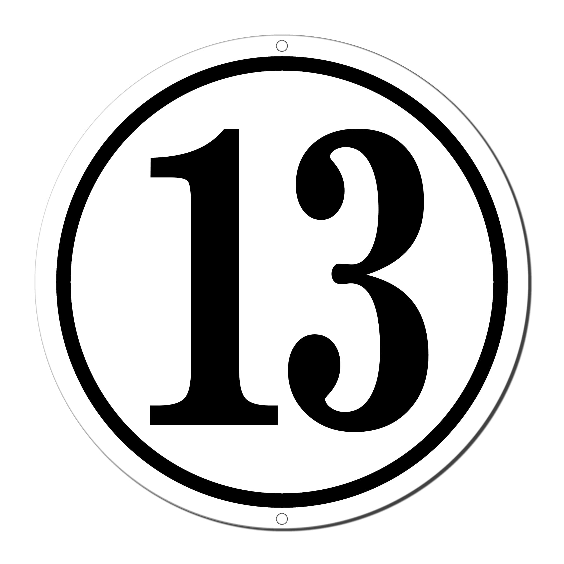 8x8 Inch Parking Lot Number 13 Sign - High-Intensity Grade Aluminum, Weatherproof, Fade-Resistant, balck/White Ideal for Outdoor and Indoor Use.(Round