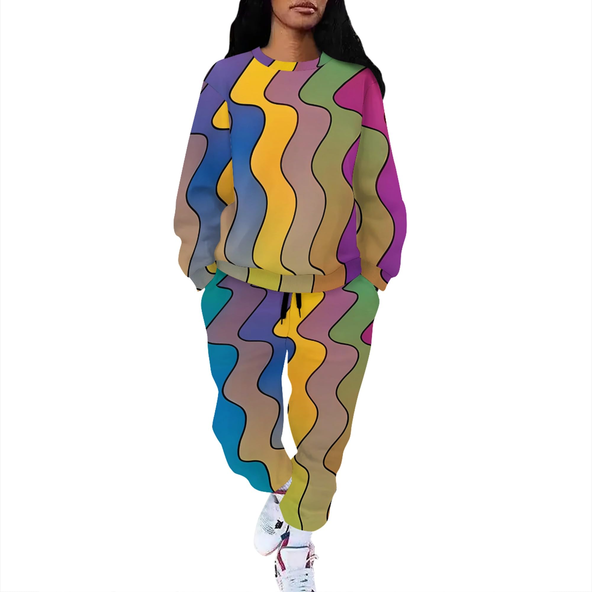 Lounge Sets for Women Track Suits for Women Set 2 Piece Sets for Women Fall Crewneck Long Sleeve