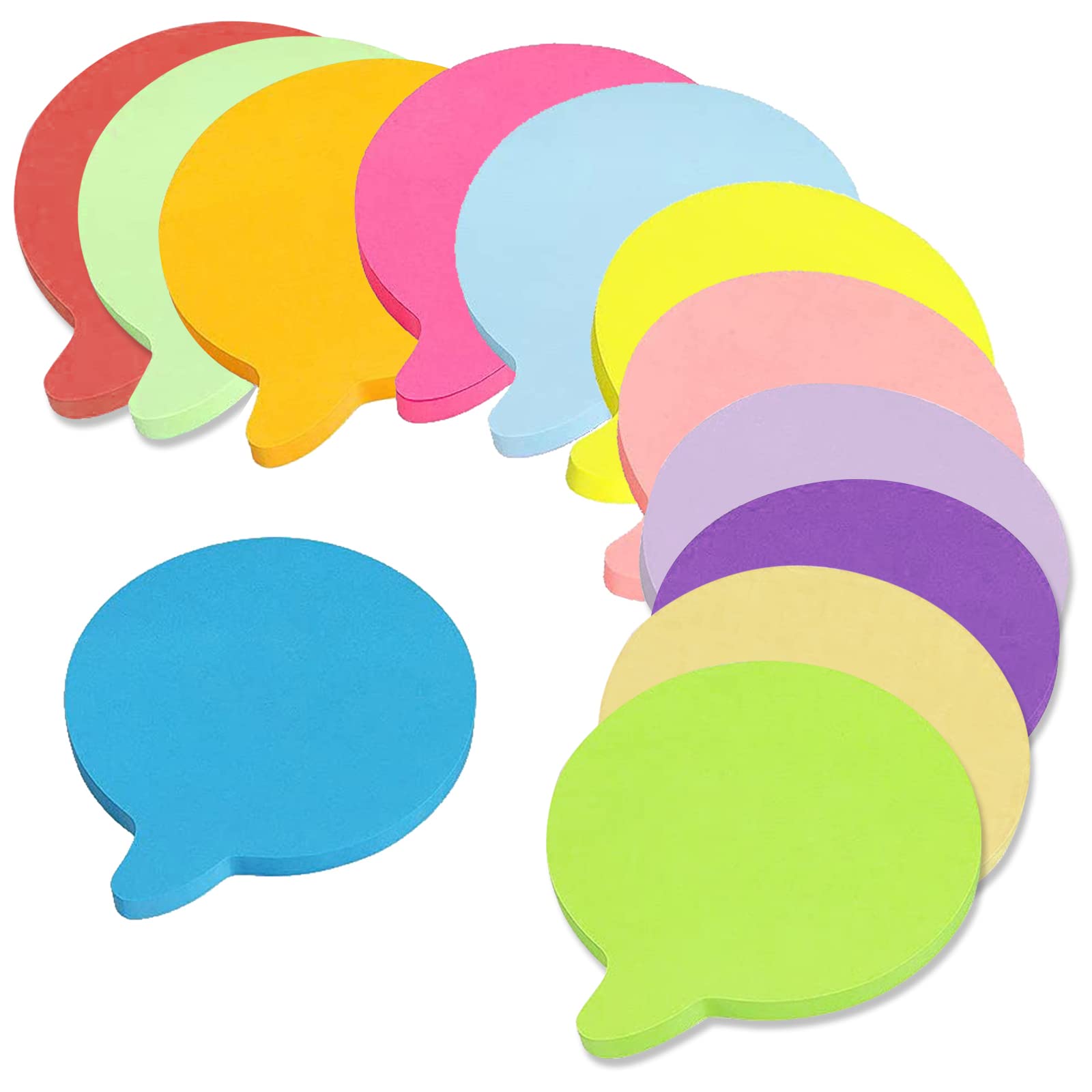 12 Colours Coloured Sticky Notes Round Notepad Super Sticky Notes for Office Home School Meeting (Blister, 600 Sheets, 70 x 70 mm) — image 1