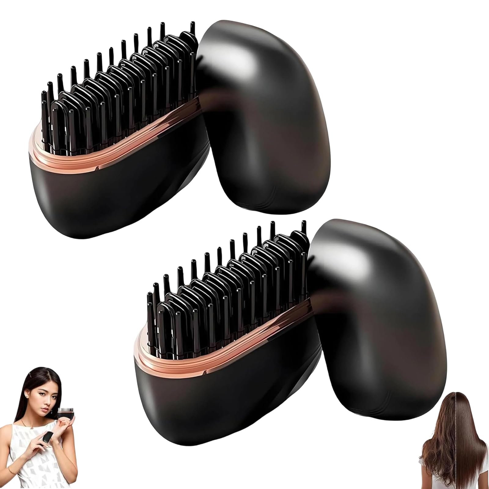 Yaslayp Glambrushs Mini Hair Straightener,3-Speed Temperature Control Black(2pc)