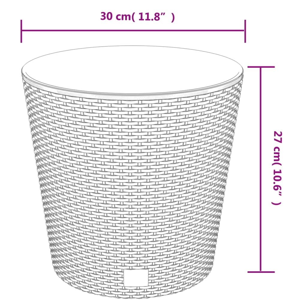 Pflanzkübel mit herausnehmbarem Einsatz Anthrazit 15,3 L PP in Rattan-Optik für Balkon Garten Terrasse Fensterbank, für Blumen Kräuter Gemüse drinnen draußen