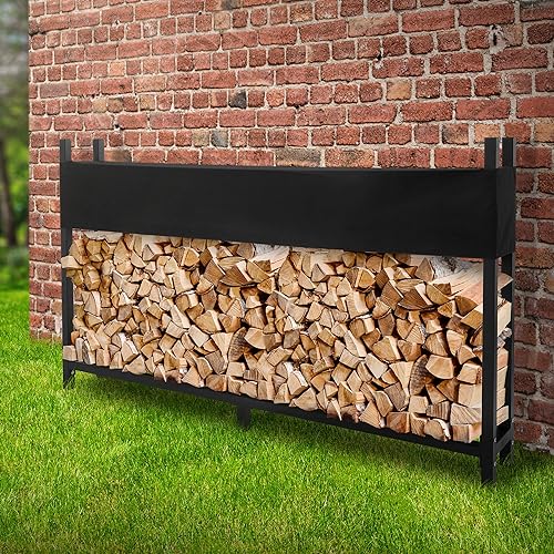 ML-Design Estantería Metalica para Leña 200x25x115 cm Antracita Leñera con Tapa Protectora Portaleña 0,8 m³ / 1,3 SRM Soporte Exterior/Interior de Almacenamiento Refugio para Apilamiento de Troncos