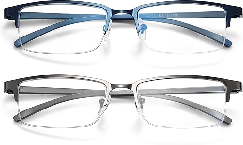 Gaoye Paquete de 2 lentes de lectura para hombres y mujeres, lectores con bloqueo de luz azul, antirreflejos y antirreflejos UV para computadora,
