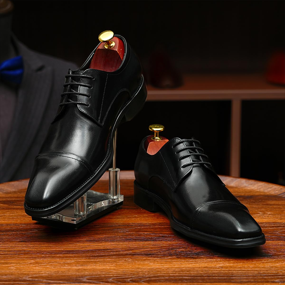 Générique Chaussures Habillées en Cuir pour Hommes Banquet Derbys Formels Affaires Chaussures à Lacets Basses Décontractées